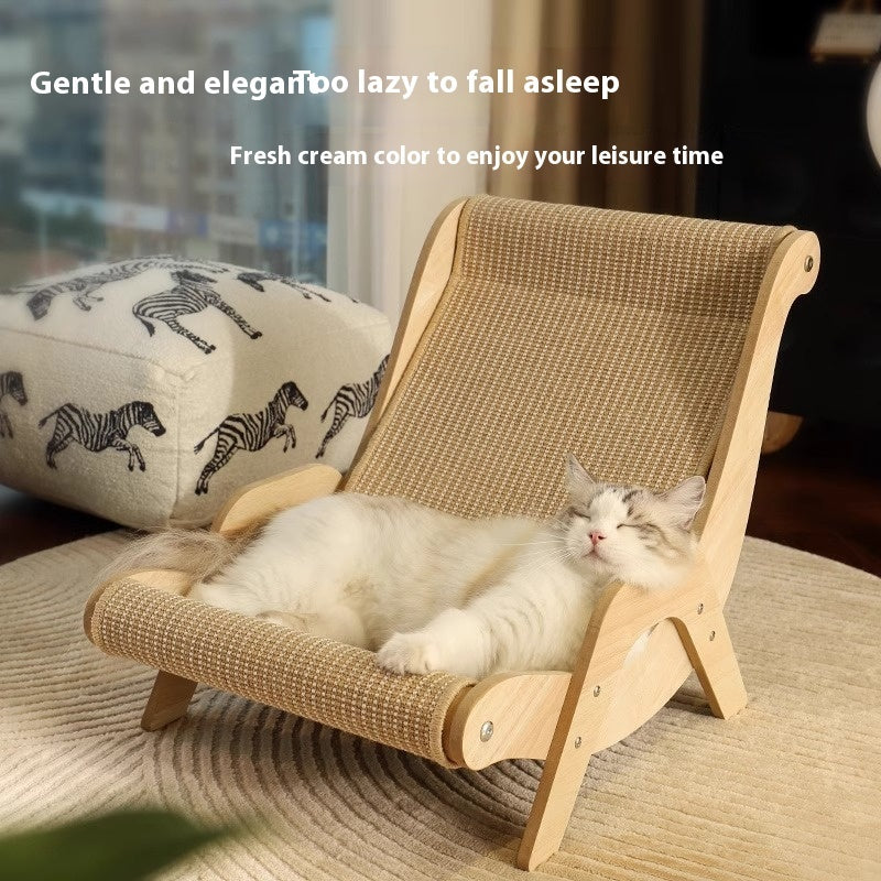 Wooden Cat Recliner Scratcher Lounge