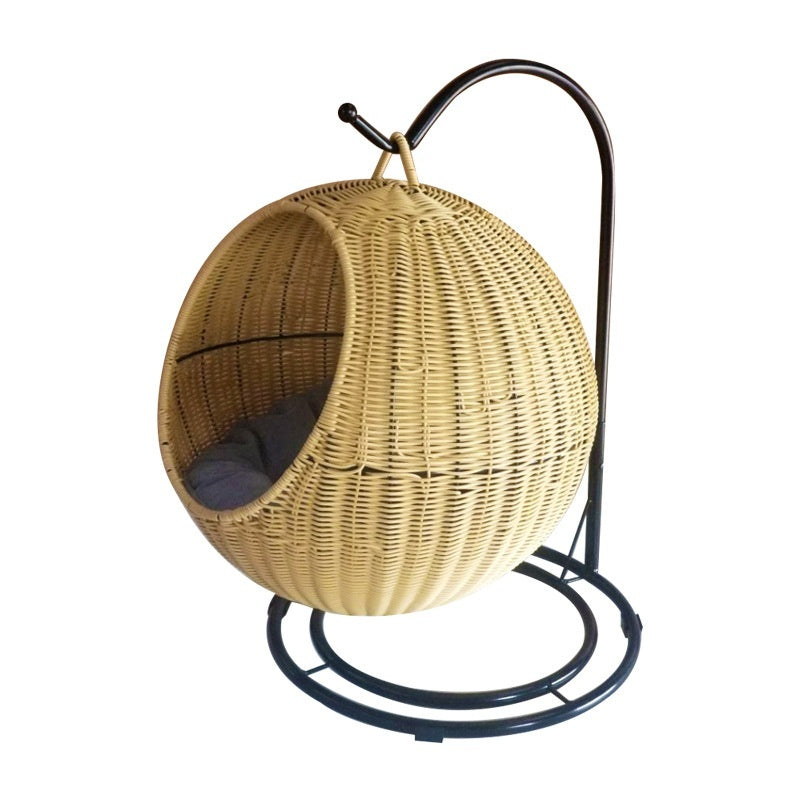 Spherical Hanging Cat Nest – Detachable Washable Rattan Basket Pet Bed