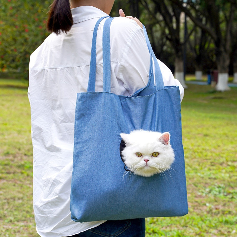 Canvas Pet Tote Bag – Portable Shoulder Carrier for Small Cats & Dogs