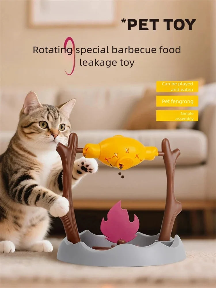 PurrFire Roast Chicken Leg Slow Feeder – 360° Interactive Cat Toy