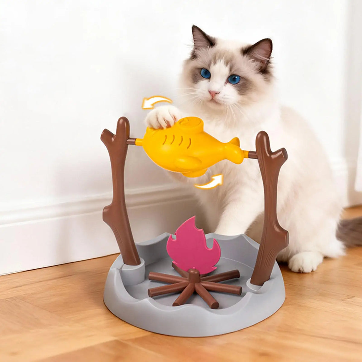 Pet Castle interactive cat slow feeder toy with roast chicken leg design and rotating dispenser