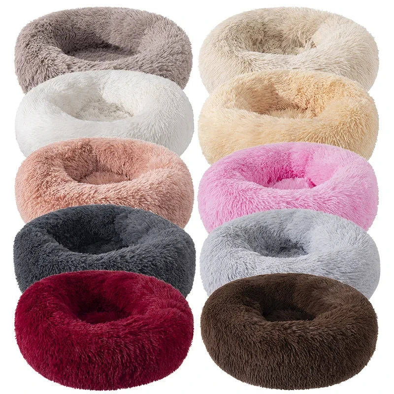 Super Soft Plush Donut Cat Bed – Warm, Washable Calming Pet Bed