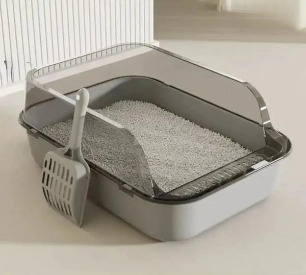 Splashproof kitten litter tray with litter and scoop, 26cm size