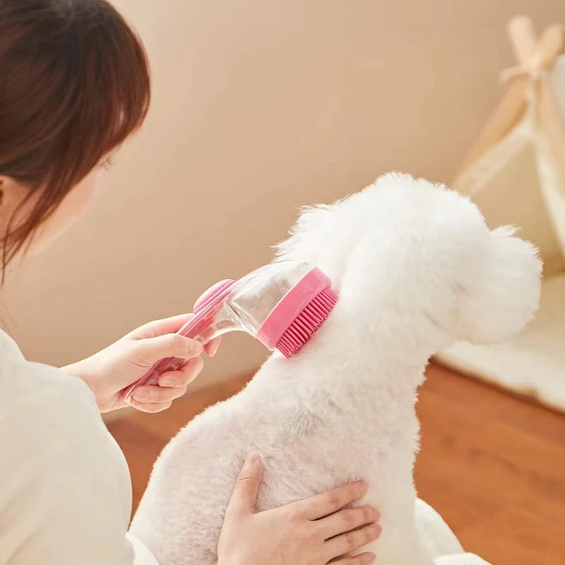 Long Handle Pet Bathing Brush – Soft Silicone Grooming & Massage Comb for Dogs and Cats