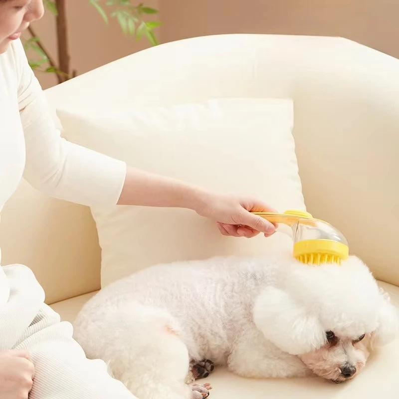 Long Handle Pet Bathing Brush – Soft Silicone Grooming & Massage Comb for Dogs and Cats