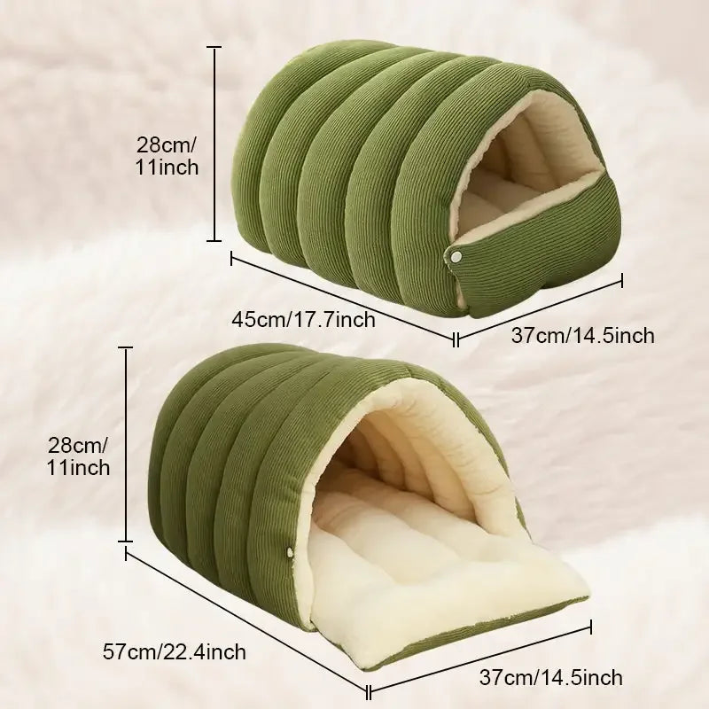 Winter Thermal Plush Cat Bed – Warm Enclosed House for Anxiety Relief