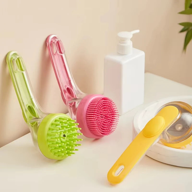 Long Handle Pet Bathing Brush – Soft Silicone Grooming & Massage Comb for Dogs and Cats