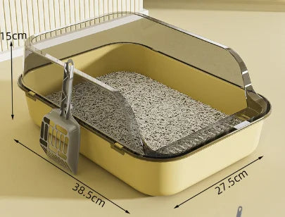 Splashproof kitten litter tray with litter and scoop, 26cm size