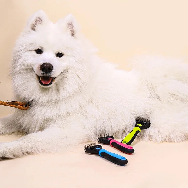 Double-Sided Dematting Comb – Professional Deshedding Brush for Dogs & Cats