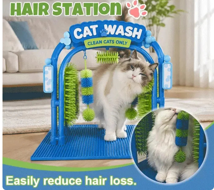 Cat Self Grooming Wash Station Interactive Cat Massage Brush Toy Hair Removal Pet Grooming Supplies for Kitten