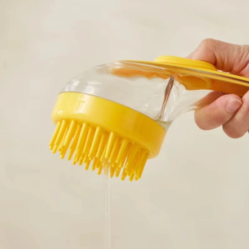 Long Handle Pet Bathing Brush – Soft Silicone Grooming & Massage Comb for Dogs and Cats