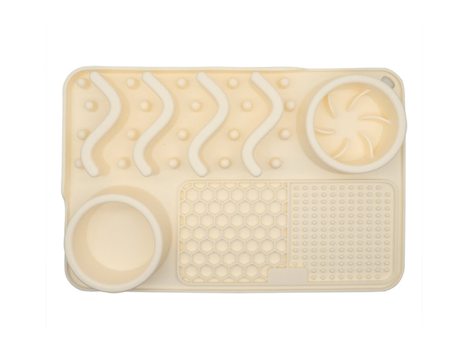 Multi-Functional Silicone Slow Feeder Lick Mat with Bowl for Dogs & Cats