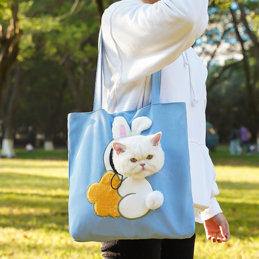 Canvas Pet Tote Bag – Portable Shoulder Carrier for Small Cats & Dogs