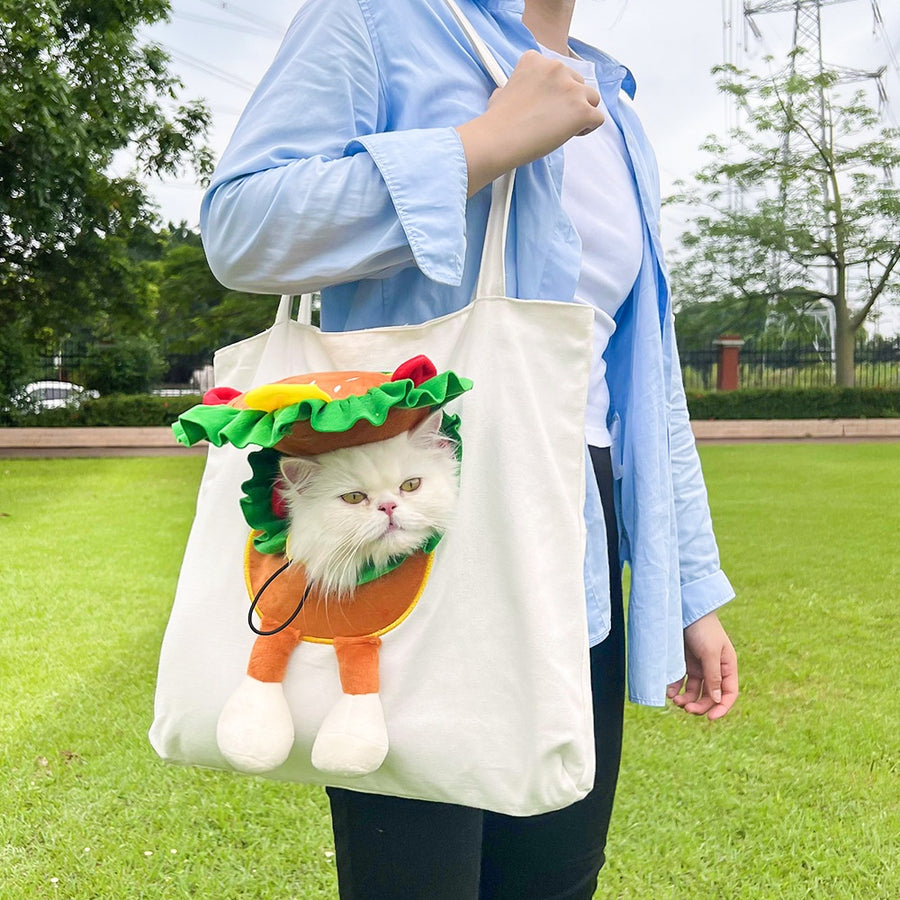 Canvas Pet Tote Bag – Portable Shoulder Carrier for Small Cats & Dogs