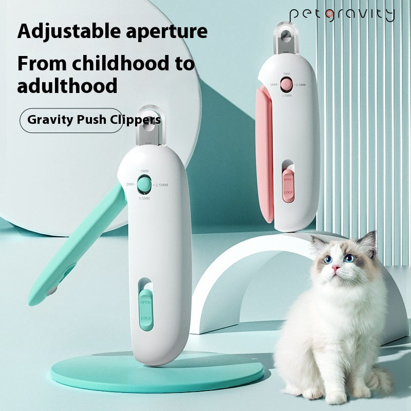 Gravity Push Cat Nail Clippers – Adjustable Aperture Nail Scissors for Cats