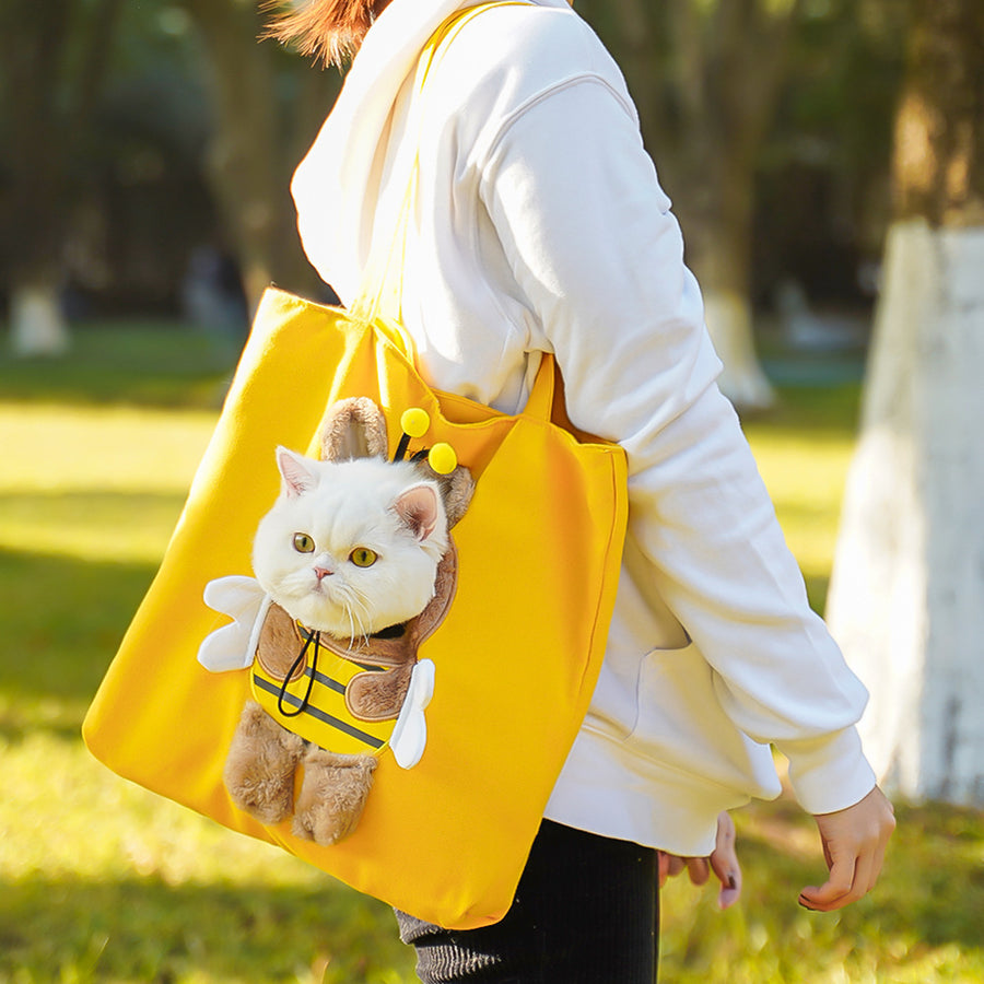 Canvas Pet Tote Bag – Portable Shoulder Carrier for Small Cats & Dogs