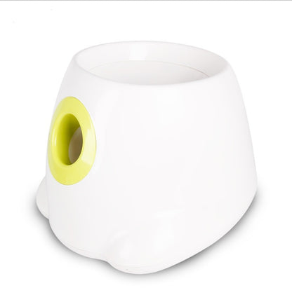 White and green cylindrical object on a white background