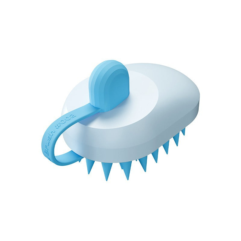 Blue and white grooming tool with spiky design on a white background