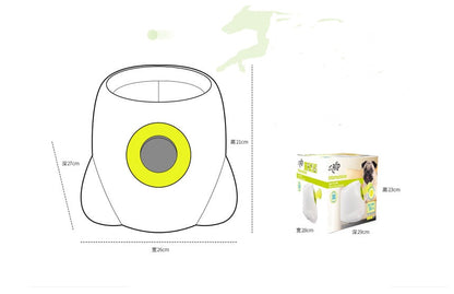 Measurement chart of a product with a box on a white background