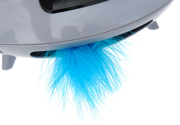 Car air freshener with blue fluffy attachment on a white background