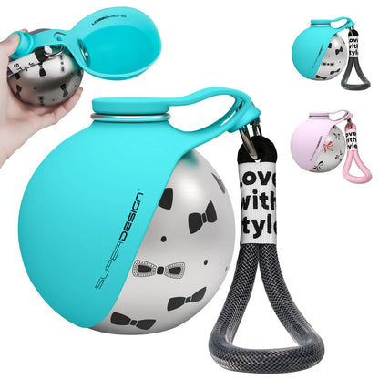 Turquoise and silver ball-shaped product with a keychain on a white background