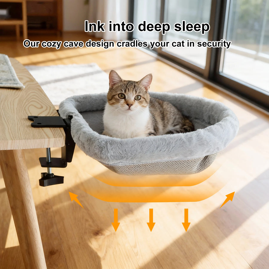 Cat Desk Bed – Folding Hanging Cat Hammock Perch for Home & Office
