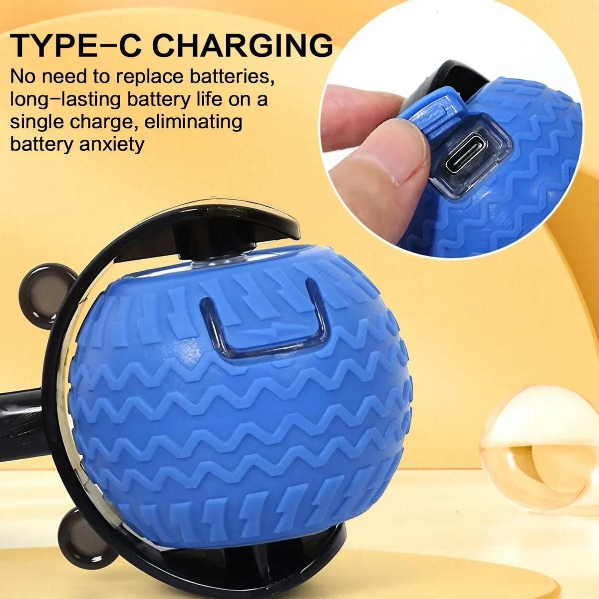 Blue and orange automatic rotating smart LED cat balls with moving tail toy