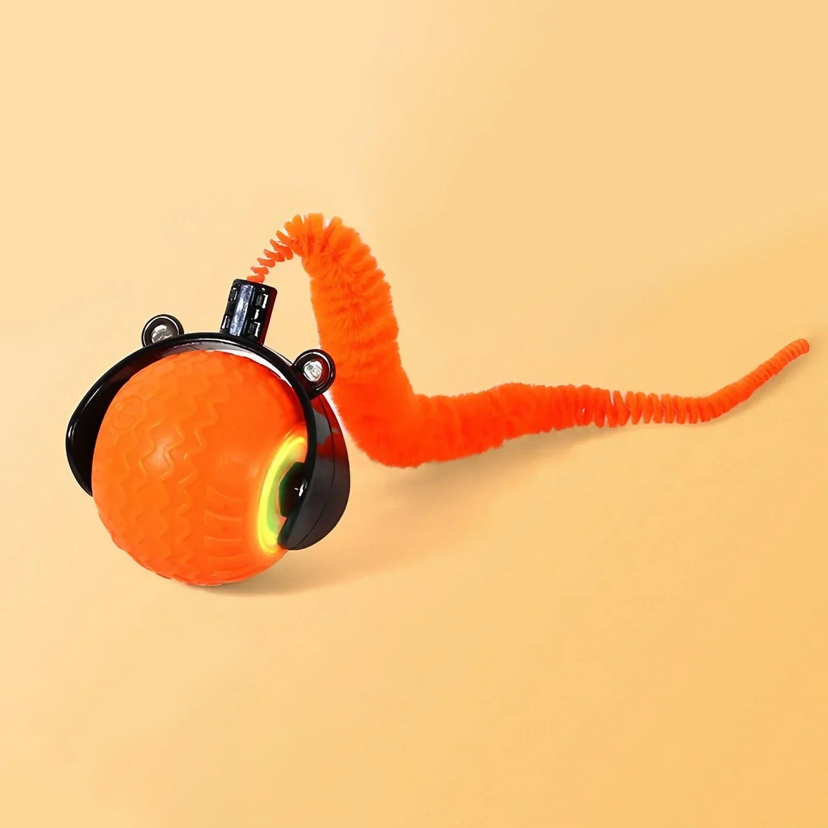 Blue and orange automatic rotating smart LED cat balls with moving tail toy