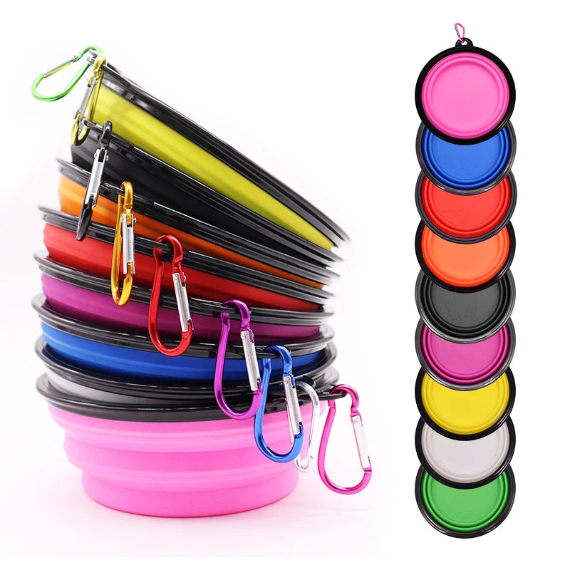 Collapsible Silicone Dog Bowl – Portable Travel Food & Water Bowl with Carabiner