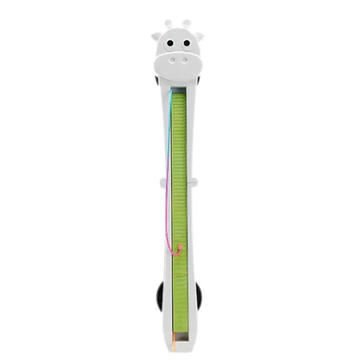 Giraffe-shaped toy with a green interior on a white background