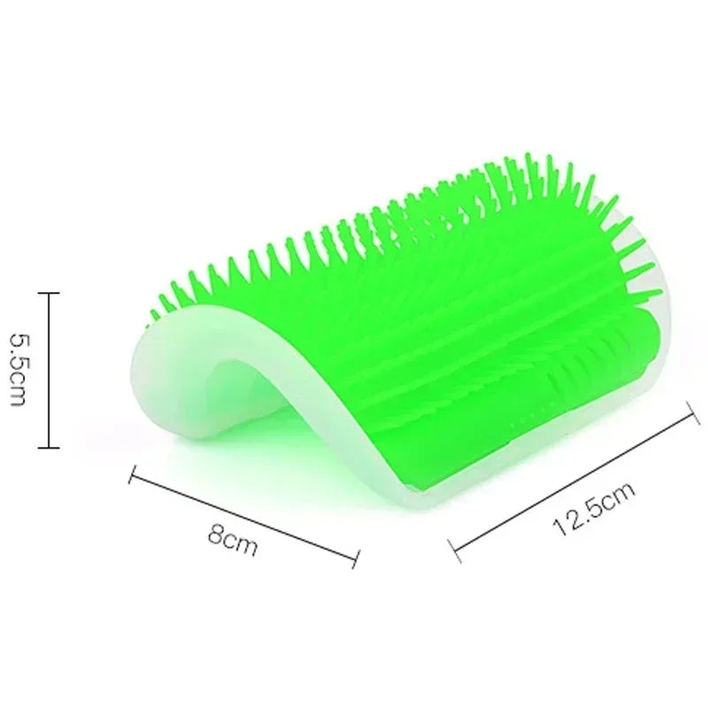 Green brush with measurements on a white background