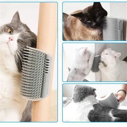 Cat grooming brush with multiple uses on cats