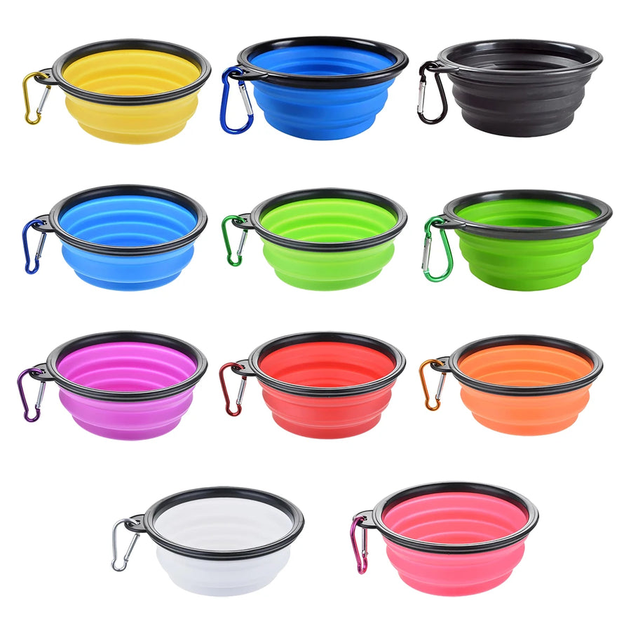 Collapsible Silicone Dog Bowl – Portable Travel Food & Water Bowl with Carabiner