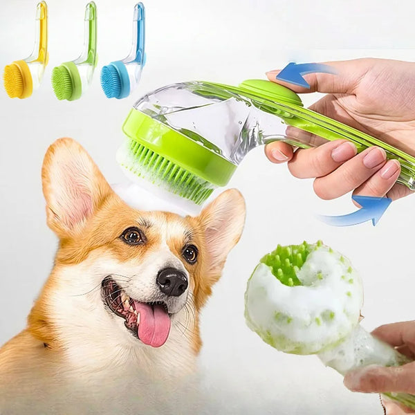 Pet Castle long handle silicone pet bathing brush grooming massage comb for dogs and cats