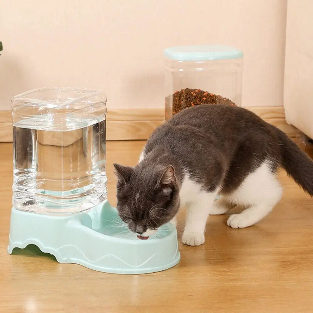 Pet Castle automatic pet feeder with 3.8L food dispenser and cat eating from bowl