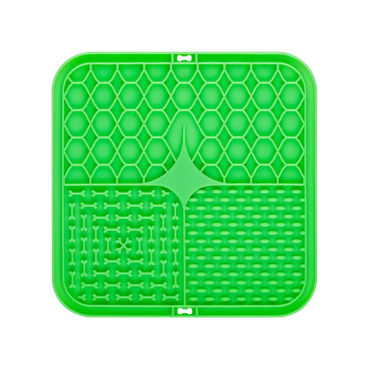 Green silicone mat with textured design on a white background