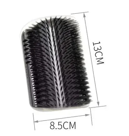 Black hairbrush with measurements on a white background