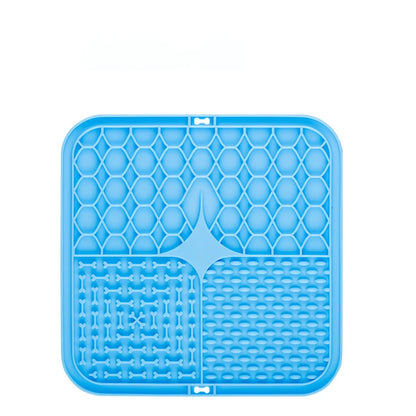 Blue silicone mat with textured design on a white background