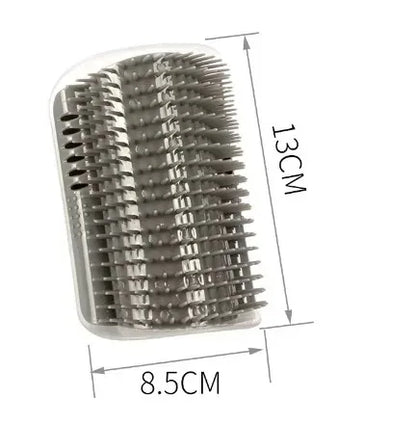 Metallic hairbrush with dimensions labeled on a white background