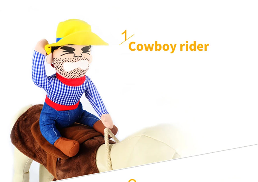 Funny Cowboy Rider Pet Costume – Halloween Dog & Cat Costume
