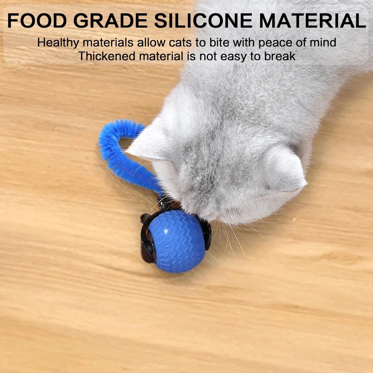 Blue and orange automatic rotating smart LED cat balls with moving tail toy