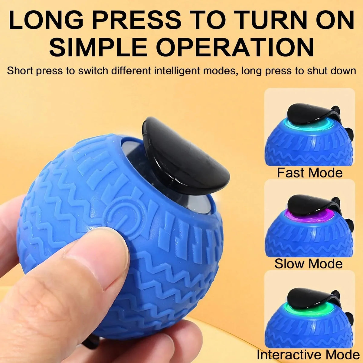 Blue and orange automatic rotating smart LED cat balls with moving tail toy