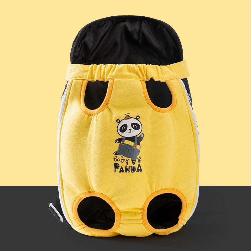 Yellow pet outfit with panda design on a yellow background