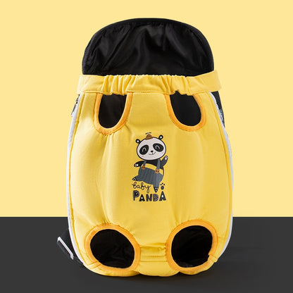 Yellow pet outfit with panda design on a yellow background