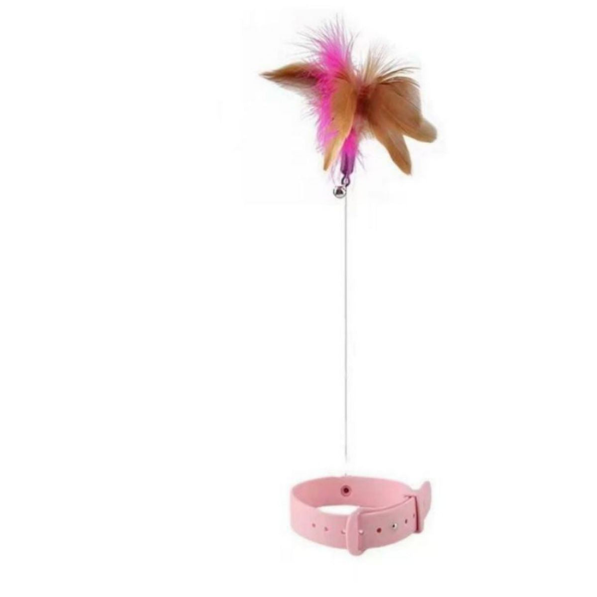 Cat Collar Toy Attached Silicone Feather Wand with Bell